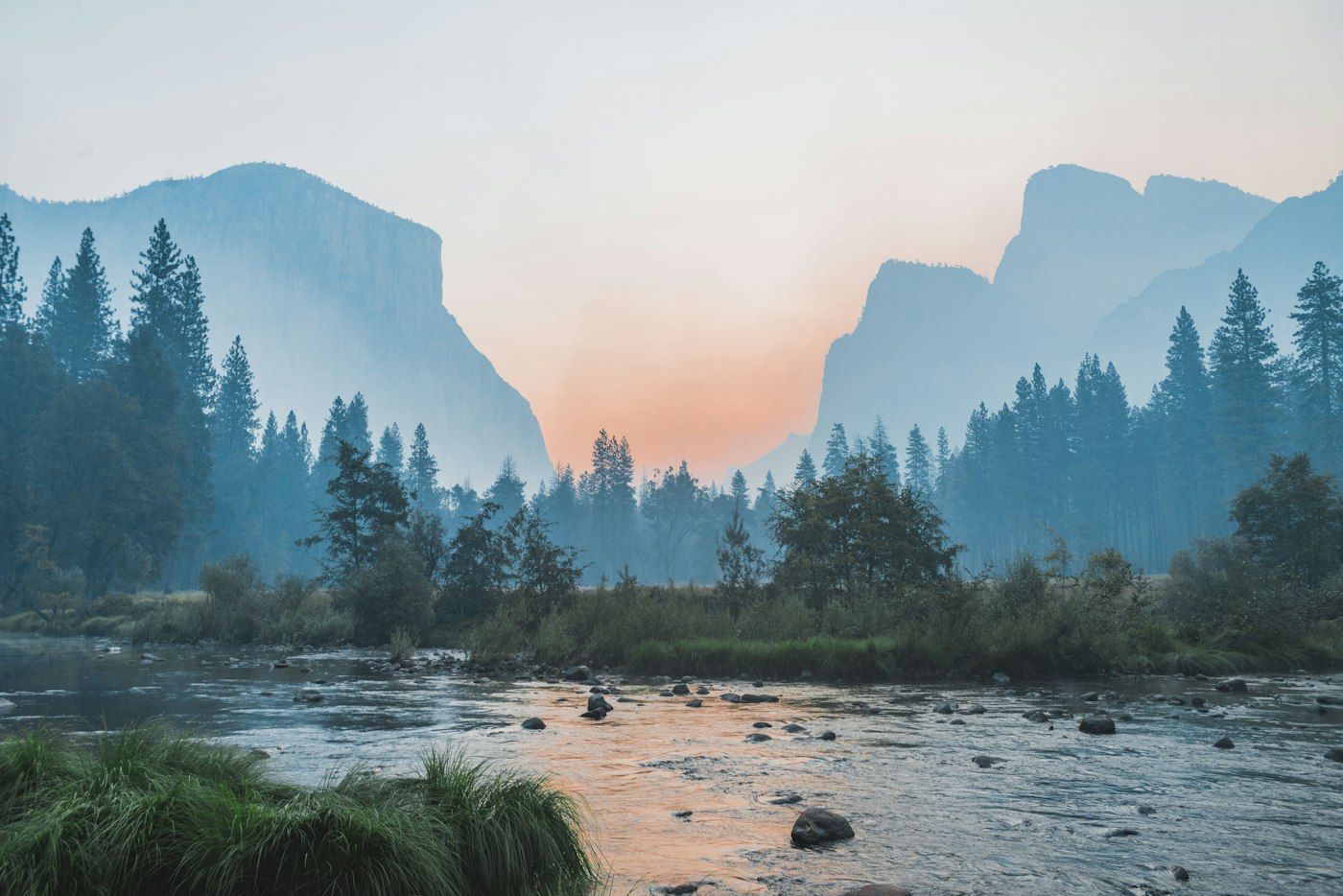 Panoramic mountain valley wilderness stream